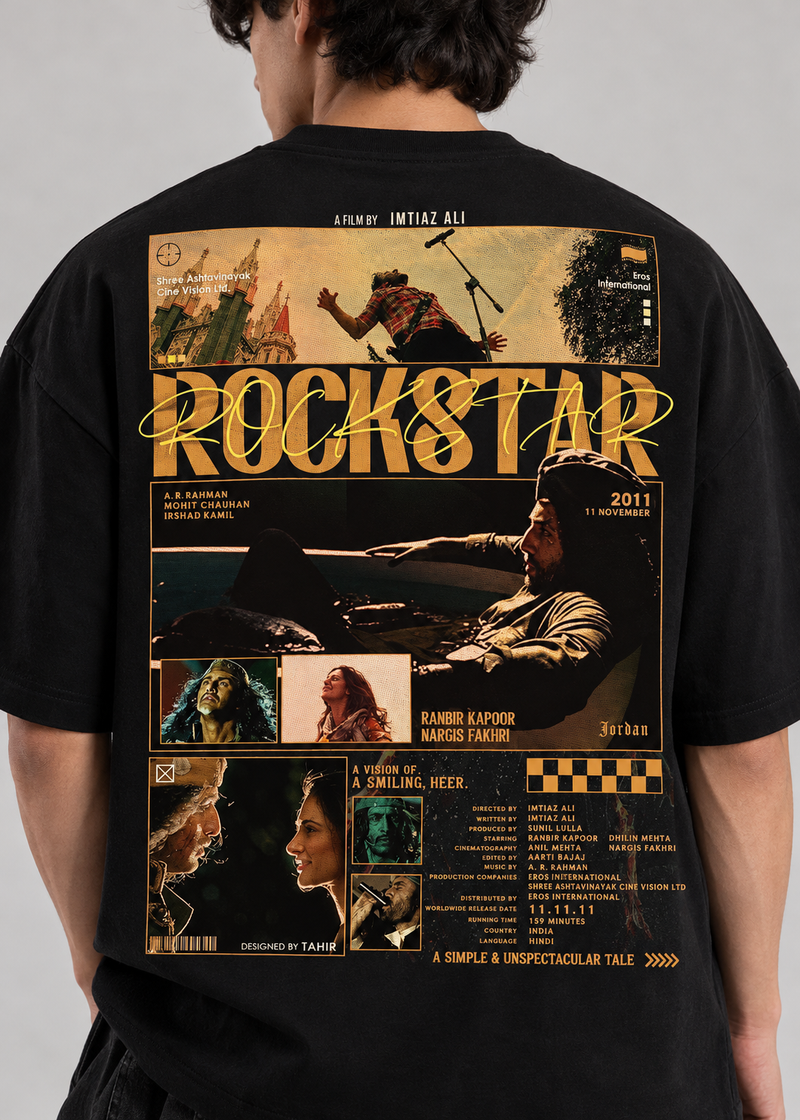 Rockstar Movie Poster Oversized T-Shirt – Black